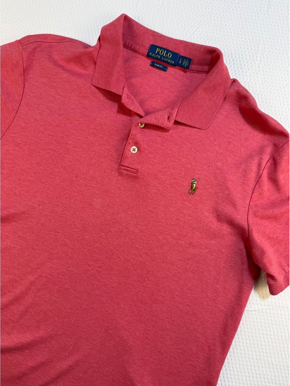 Polo Ralph Lauren Mens L Slim Fit Polo Shirt Red Heather Cotton Preppy